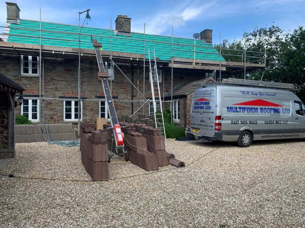 Roof in winterbourne felt and battened ready for tiling